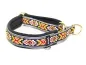 Preview: Hundehalsband Zugstopp Borte reflektierend Webband Indianer schwarz gelb senf
